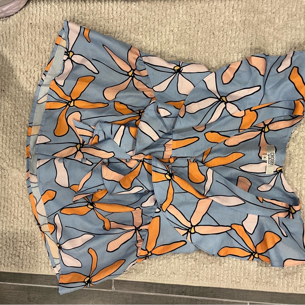 Crosby Blue and Orange Patterned Blouse